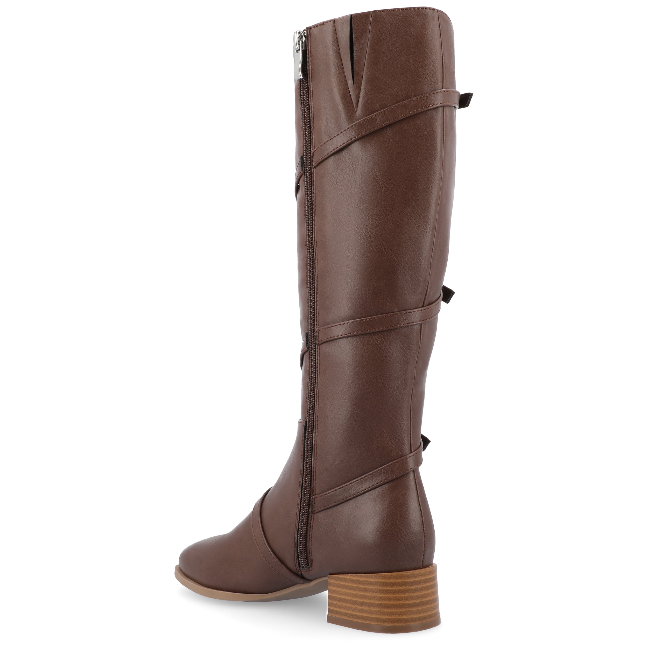 Journee Womens Elettra Stacked Block Heel Round Toe Boots