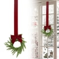 thumbnail image 2 of 11.8 Inch Mini Artificial Christmas Cabinet Wreath,Small Winter Wreath with Wine Red Ribbon Bow,Farmhouse Hanging Wreath for Kitchen Window Door,Xmas Holiday Indoor Outdoor Home Party Wall Decor, 2 of 9