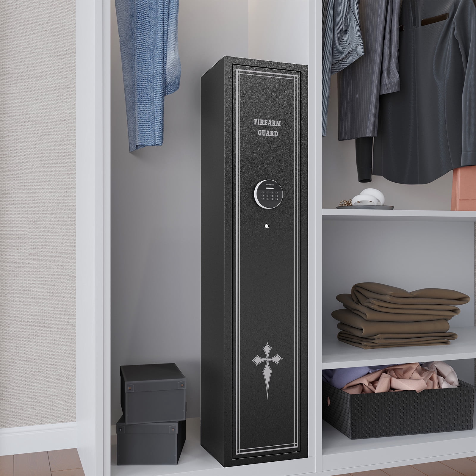 Sapital 2-3 Gun Safe, Cold Rolled Steel Rifle Cabinet with Digital Keypad Lock and Removable Shelf