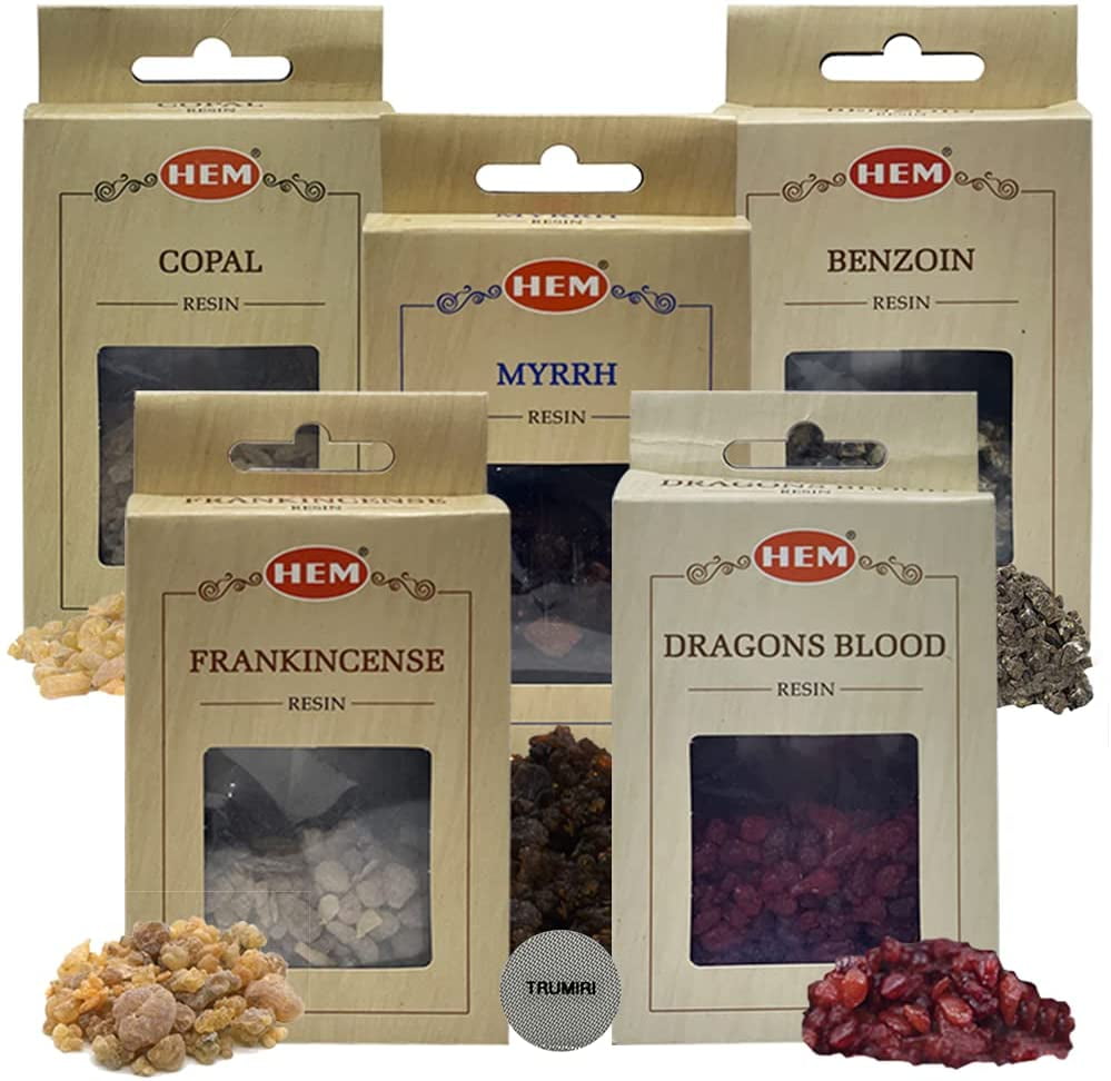 1oz Myrrh Frankincense Resin Incense Gift Set w/ Brass Burner & Coal Copal 