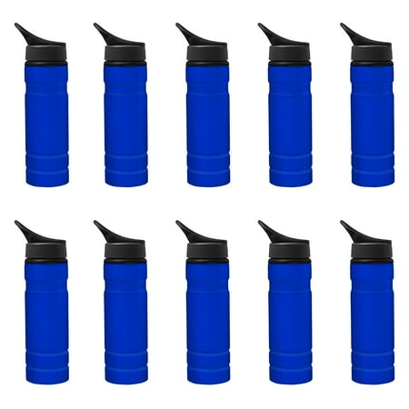 

Aluminum Water Bottles 27.25 oz. Set of 10 Bulk Pack - Great for Gym Hiking Cycling Camping Backpacking School - Blue