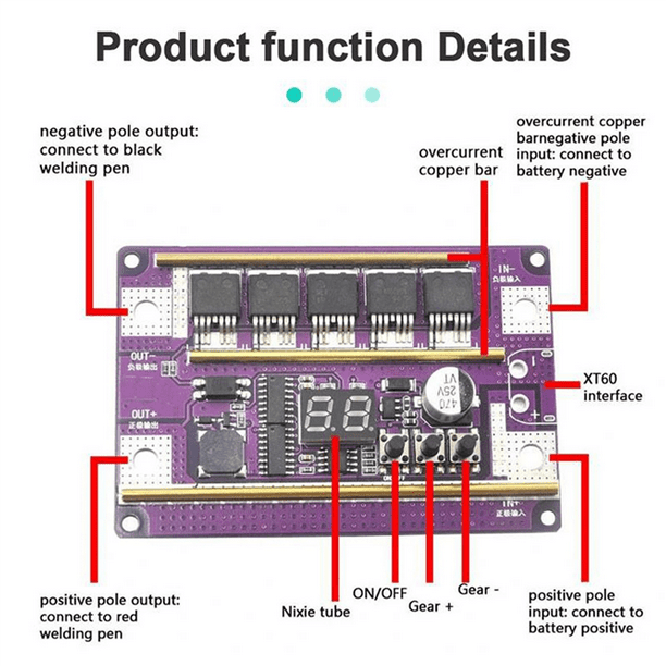 12V Spot Welder DIY Kit 99 Gears Power Adjustable Spots Welding Control