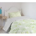 thumbnail image 4 of Ambesonne Mint Quilted Bedspread Set 2 Pcs, Swirls Floral Branches, Twin Size, Fern Green White, 4 of 6