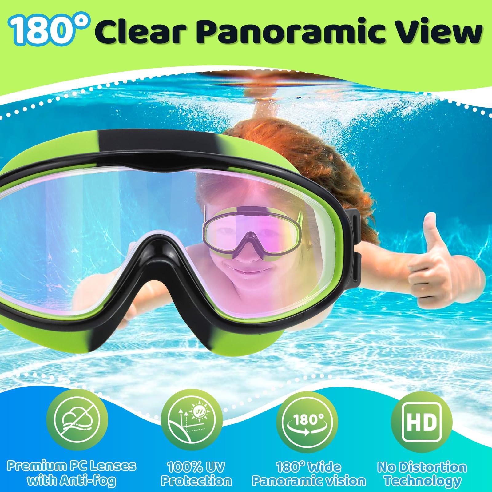 Vvinca Kids Swim Goggles with Comfort Strap, 2-Pack photo 5