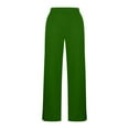 thumbnail image 3 of Work Yoga Pants for Women Stretch Business Casual High Waisted Wide Leg Comfy Pull on Office Slacks with Pockets New Wide Leg Trousers Women Formal Green XL, 3 of 6