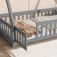 thumbnail image 4 of Newest Twin Tent-shaped Floor Bed,Teepee Bed with Guardrails,Slats , Door,Grey, 4 of 9