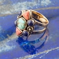 thumbnail image 2 of Blue Turquoise and Colorful Multi-Stone Golden Statement Ring, 2 of 3