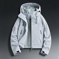thumbnail image 4 of Warop Womans Hooded Jacket, Drawstring Hood Long Sleeve Solid Coat, Cropped Fit Outdoor Windbreaker for Hiking Trip, 4 of 4