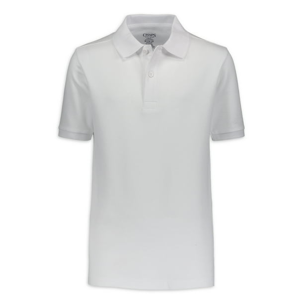 CHAPS Boys School Uniform Short Sleeve Double Pique Polo Shirt With ...