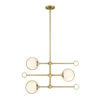 Designers Fountain Teatro 28 inch 3-Light Brushed Gold Modern Chandelier with Etched Opal Glass Shades, D296C-3CH-BG