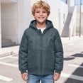 thumbnail image 7 of Boys Midweight Puff Jacket with Hood Casual Relaxed Fit Zip Up Warm Kids Winter Coats Dark Gray 12 Years, 7 of 7