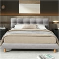thumbnail image 2 of JERFIT Full Size Grey Chenille Upholstered Bed Frame with Cookie Headboard, Sturdy Platform Base with Wood Slats, Easy Assembly, Modern Bedroom Furniture, 2 of 8