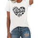thumbnail image 1 of Heart & Letter Print Crew Neck T-Shirt, Valentine's Day Short Sleeve T-Shirt For Spring & Summer, Women's Clothing Tee For Adult, Men, Women, Teen, Teenager, Adolescent, Youth, 1 of 5