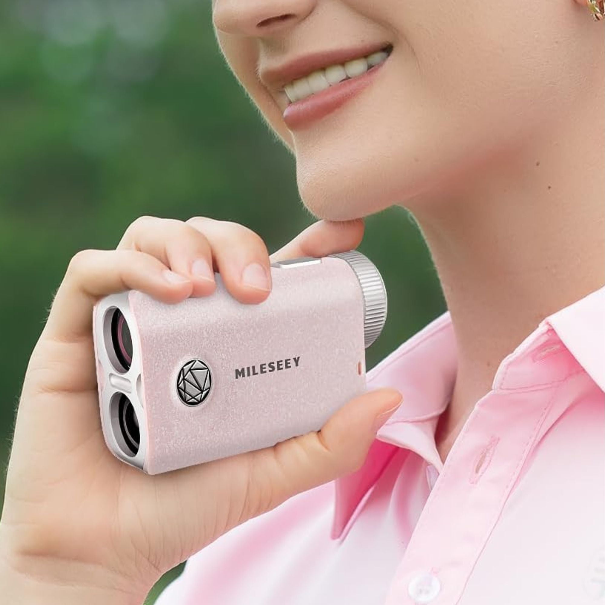MiLESEEY PF1 Pocket Golf Range Finder | IP65 Waterproof, 1000 Yards Rechargeable Laser Range Finder Golfing, Fast Flag Pole Locking Vibration - Pink