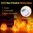 thumbnail image 2 of Decoraciones de Halloween Luces de cadena de calabaza de 30 LED de 14.7 pies, liquidación de decoración de Halloween con luz de 2 modos con pilas, 2 of 5