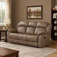 thumbnail image 6 of Bento 84 Inch Double Manual Recliner Sofa- Sandy Brown Polished Microfiber, 6 of 6