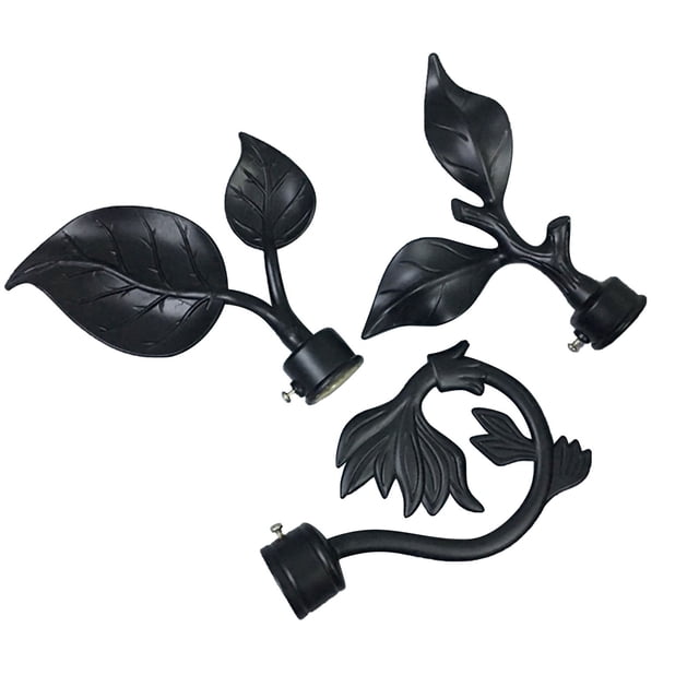 SIYTUAU Set Of 3 Leaf Shaped Curtain Rod Finials For 22Mm Diameter Drapery Rails Aluminum Alloy Decorative Window Rod Ends 5.20 X 4.92 Inches