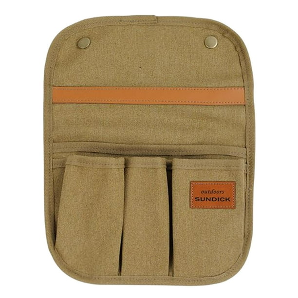 Organizador de reposabrazos para sillas plegables, soporte para llaves y teléfono, bolsillo para reposabrazos de sofá o silla Caqui