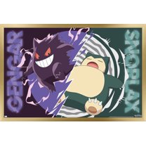 Pokemon - Gengar Snorlax Battle Wall Poster, 22.375" x 34" Framed