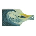 thumbnail image 2 of Ocean Cutting Board, Illustration of Cloudy Sky Tropical Island Wave and Surfer at Sunset Seascape, Tempered Glass Cutting and Serving Board, Wine Bottle Shape, Beige Yellow Navy, by Ambesonne, 2 of 5