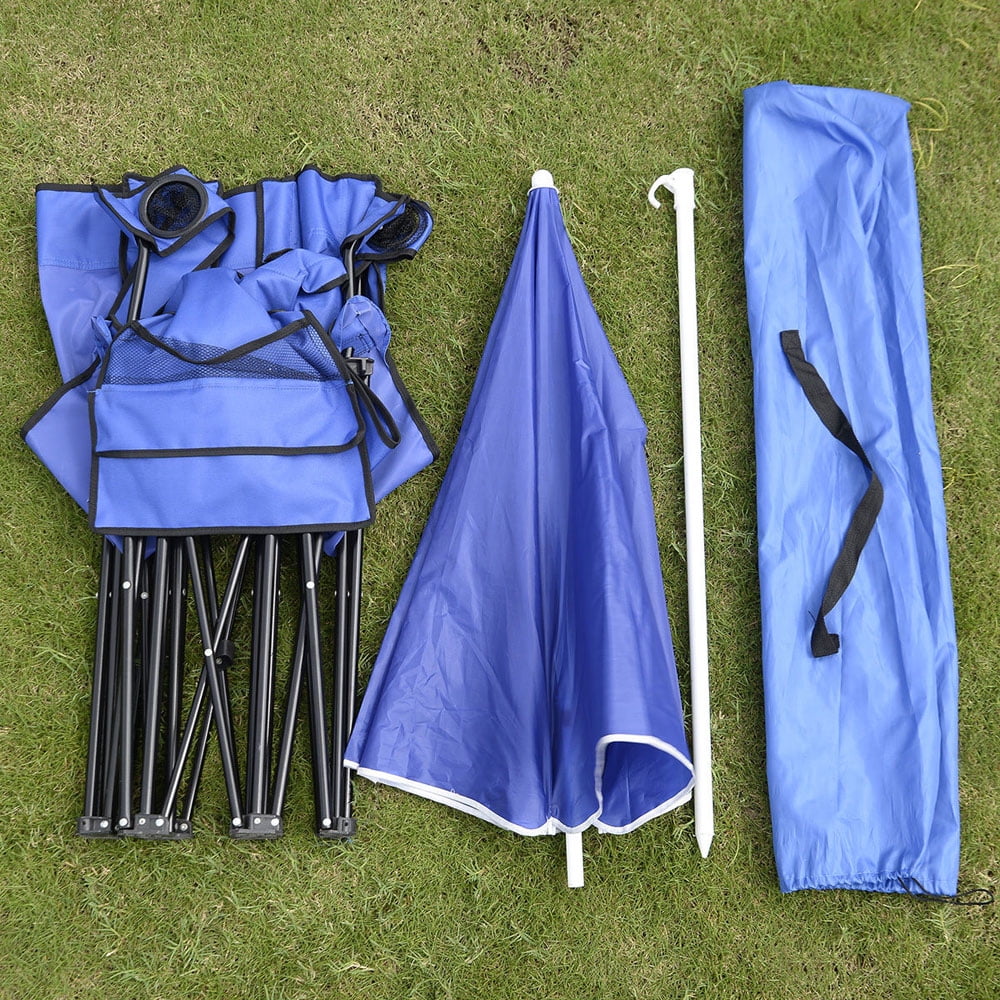 Lowestbest Portable Outdoor Double Folding Camping Chair with Removable Umbrella, Cooler Bag and Carry Case Lowestbest Portable Outdoor Double Folding Camping Chair with Removable Umbrella, Cooler Bag and Carry Case