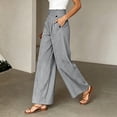 thumbnail image 6 of JOANKDMI Striped Wide Leg Pants for Women High Waisted Flowy Trousers with Sailor Button Detail Casual Dressy Work Office Wear Flattering Summer Holiday Bottoms, 6 of 8