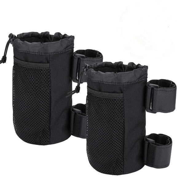 ZWHong 2-Pack Bike Water Bottle Holder, 600D Oxford Fabric with Mesh Pocket, Universal Bicycle Drink Cup Holder for Mountain Bike, Scooter, Wheelchair, Black