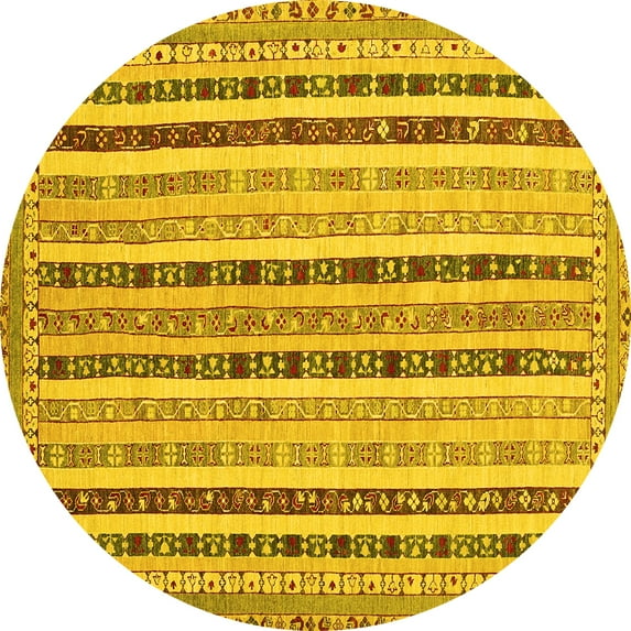 Ahgly Company Machine Washable Indoor Round Southwestern Yellow Country Area Rugs, 3' Round