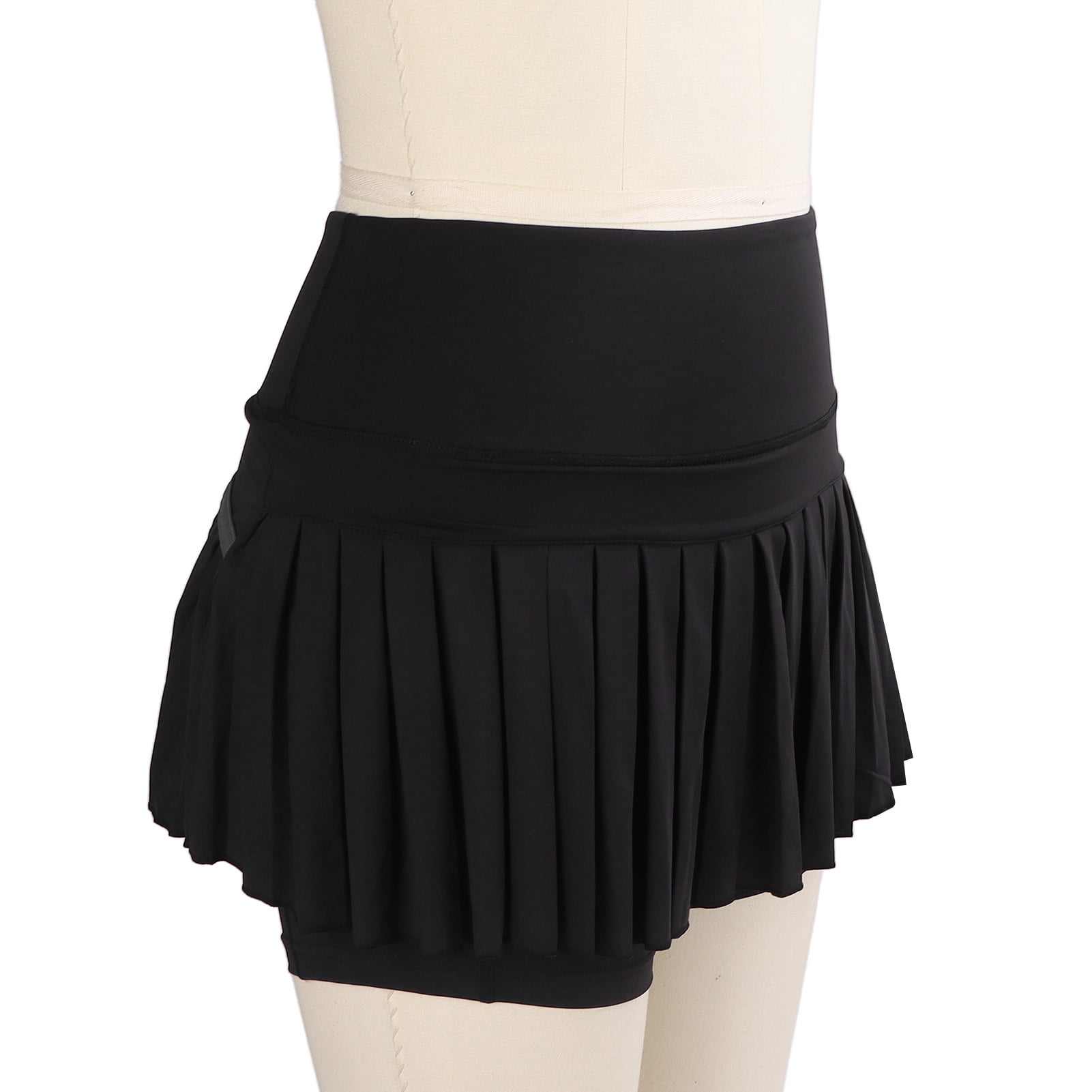 Sports Shorts Skirt, Pleated Skirt Elastic Versatile Black Soft