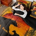 thumbnail image 4 of Manfei Bear Slihouette 7-Piece Twin Bedding Sets,Jungle Animal Bedding Comforter Set,Orange Sunset Sheet Sets For Boys Girls,Luxury Bedroom Decor Reversible, 4 of 8