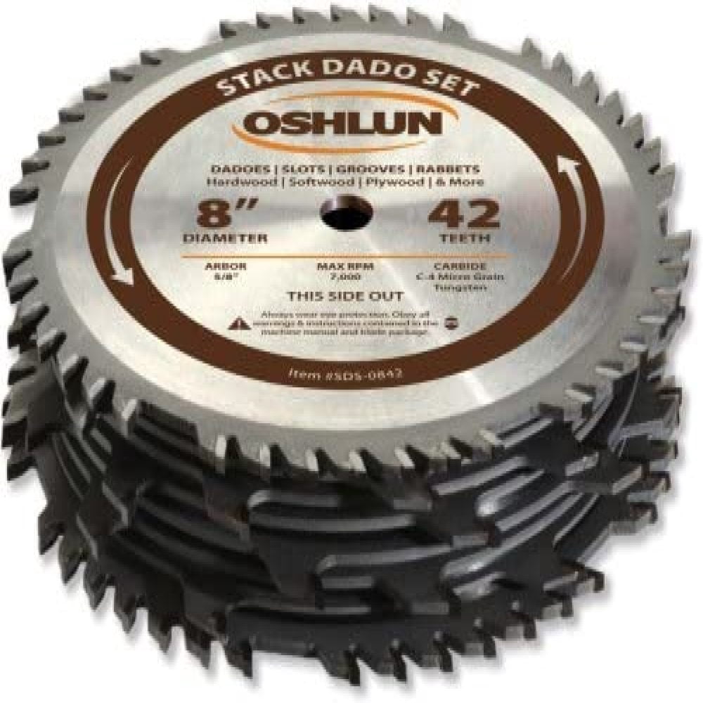 Oshlun SDS-0842 8-Inch 42 Tooth Stack Dado Set with 5/8-Inch Arbor, Men's, Size: One Size