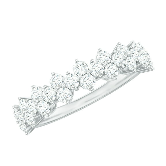 Rosec Jewels Certified Moissanite Half Eternity Band for Women - Moissanite Anniversary Ring - D-VS1 Quality - Ready to Gift, 925 Sterling Silver, US 4.00