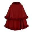 thumbnail image 4 of YueHuiYing Poncho Shawl Wrap Women Cape Winter Faux Fur Trim Coat Sleeveless Cardigan Dressy Cloak for Party, 4 of 5