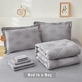 thumbnail image 3 of Beartech 7 Piece Comforter Set Queen Size, Gray Plaid Patchwork Comforter Bedding Set for All Season, Bed in a Bag with Flat Sheet & Fitted Sheet, Pillowcases & Pillow Shams, 3 of 8