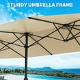 thumbnail image 6 of COZONY 15 ft Double-Sided Patio Umbrella with Base, Large Rectangular Outdoor Market Umbrella with Crank Lift & Tilt for Backyard Pool Lawn, Beige, 6 of 9