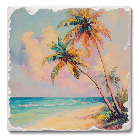 Thirstystone Coastal Scene Single Tumbled Tile Stone Coaster Create Your Own Set