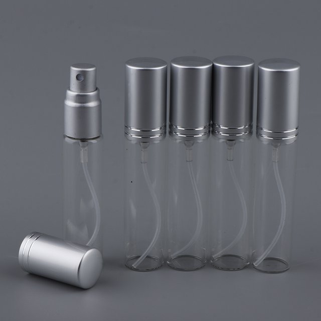 Botella de vidrio de perfume delgado recargable vacía 10 Ml 5 piezas Shamjiam