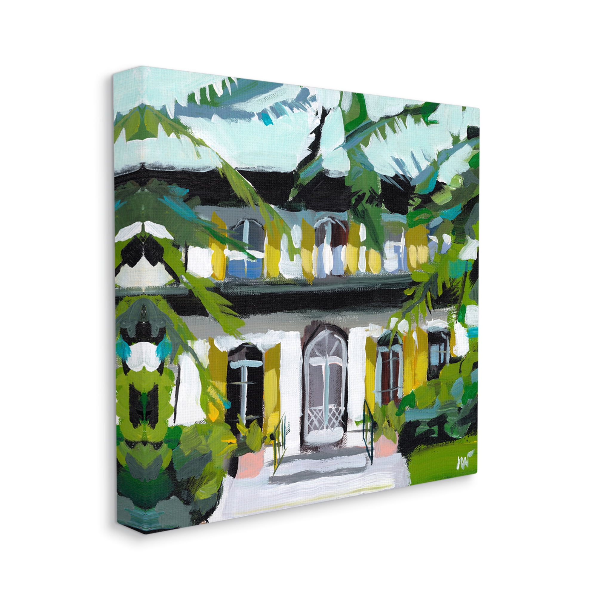 Stupell Industries Modern Villa House Painting Abstract Painting Gallery Wrapped Canvas Art Print Wall Art, 30 x 30