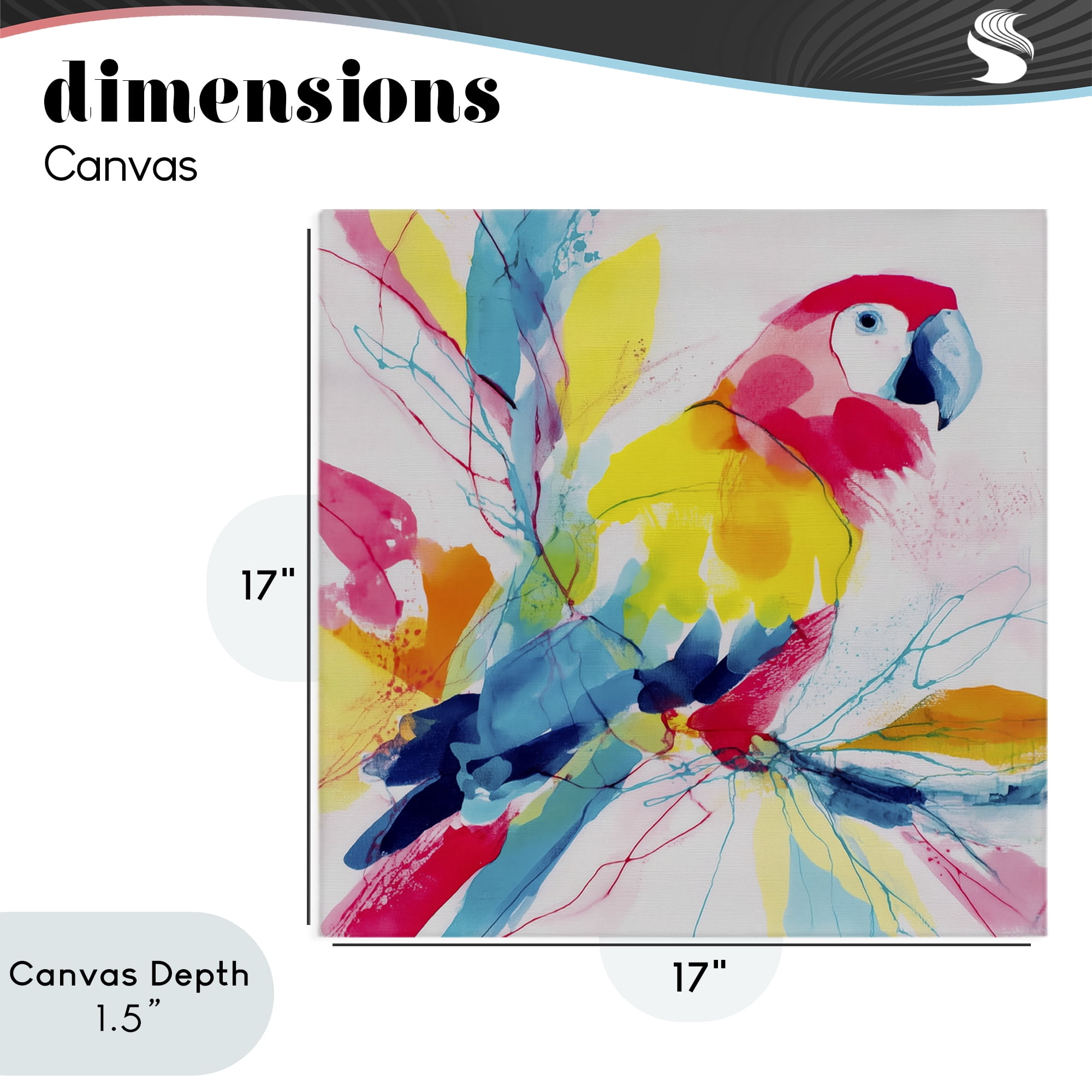 Stupell Industries Expressive Parrot in Bloom Canvas Wall Art, design by Chromatic Storm Studio