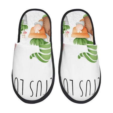 Balery Cactus Gnome Slient Indoor Furry Fleece Comfort House Shoes Soft Non-Slip Home Shoes Cotton slippers House Slippers-- Large