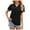 Black, variant on Womens V Neck Cap Sleeve T Shirts Banded Bottom Top Loose Fit Short Sleeves Tee Casual Summer Basic Tops 2025 , M