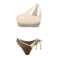 thumbnail image 4 of Afdoent Womens Bikini Sets Women's High Waist Bikini Two Piece Set Color Block One Shoulder Tie Bikini Push Up Swimsuit 2026 Retro Swimsuit, 4 of 5
