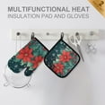 thumbnail image 4 of Yayeee Oven Mitts and Pot Holder Set of 2 Heat Resistant Kitchen Gloves Baking Hot Pad, Christmas Poinsettia, 4 of 5