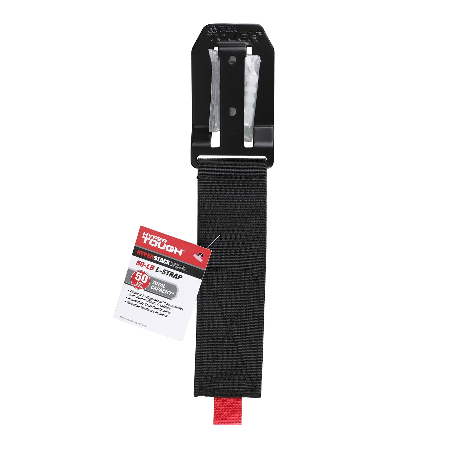 Hyper Tough Hyper Stack Velcro Strap Wall Storage Accessory, 50lb Capacity, Black