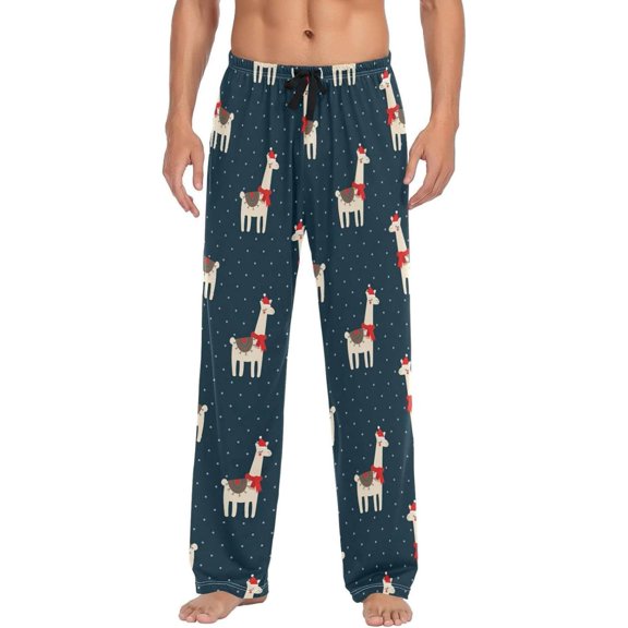 GZHJMY Alpaca Pajama Pants for Men, Lounge Pants Lightweight Men Pajama Bottoms with Drawstring Pockets, Christmas New Year Birthday Gifts, Large
