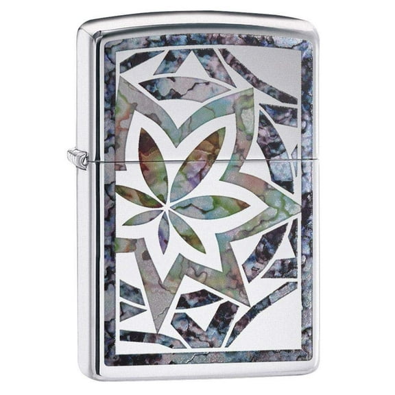 Zippo Lighter - Personalized Customize Message Engrave on Backside for Chrome Fusion Leaf Art #29727