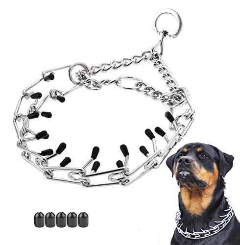 5 Classic Stainless Steel Choke Pinch Dog Chain Collar with Comfort Tips M-19.7, Silver Dog Prong Collar