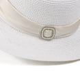 thumbnail image 6 of UTSJKR Womens Flat Crown Fedora Hat with Ruched Satin Rhinestone Buckle Band for Summer Date Night Garden Picnic Lakefront Walk Elegant Foldable Headwear White, 6 of 6
