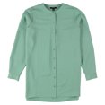 thumbnail image 1 of Alfani Womens Solid Button Up Shirt green S, 1 of 2