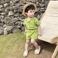 thumbnail image 4 of XBASW Toddler Kids Boys Short Sleeve Set Summer Solid Color Button down Shirt and Shorts Cotton 2PCS Outfit,Size 3-8T, 4 of 8